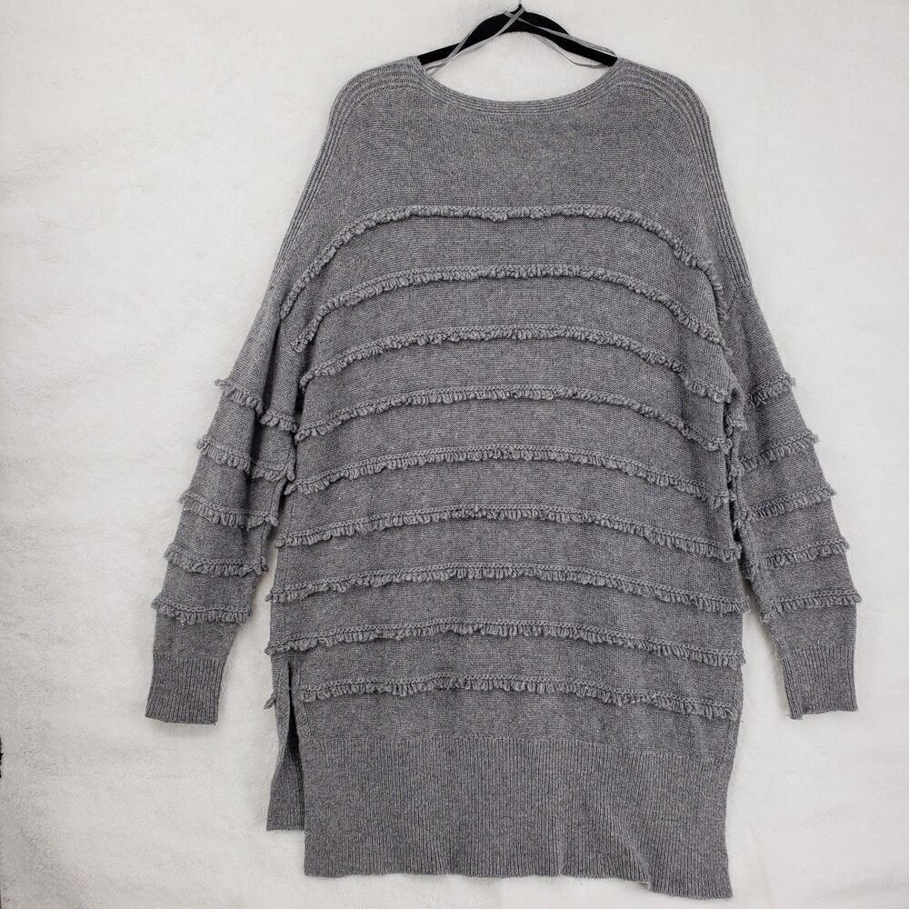 Saks Fifth Avenue Sweater Womens XL Fringe Textured Pullover Wool Cashmere Blend - Picture 4 of 8